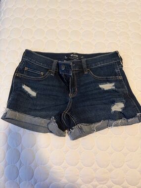 Hollister Distressed Dark Blue Denim Cutoff Shorts